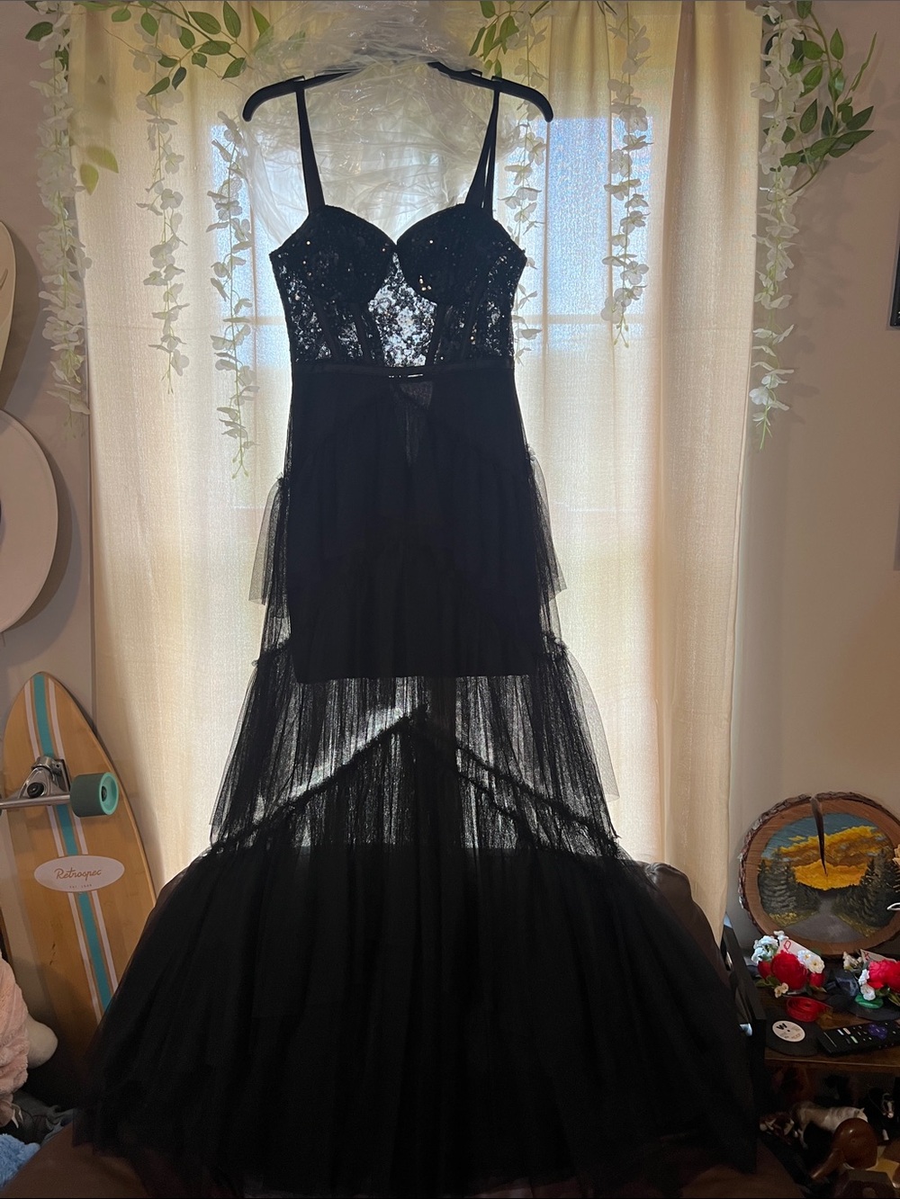 City Studio Black Lace & Tulle Prom Gown
